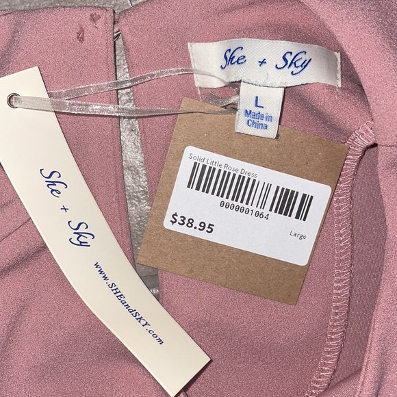 BNWT She + Sky “Solid Little Rose Dress”, Women’s Size L - Picture 3 of 4